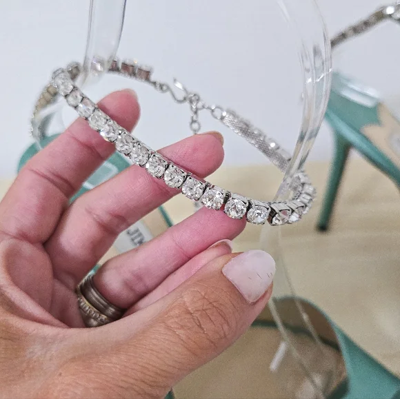 Jimmy Choo Saeda 100 Satin Crystal Embellished Sandals Size 39/9 - Picture 13 of 16